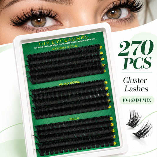 DIY Cluster Eyelash Extensions 270PCS 10â16mm Mix D Curl Soft Natural Wispy Fluffy Volume Lash Clusters Single Cluster Eyelashes for Eyelash Extension No Glue No Tweezers No Box Included Lightweight Reusable for Beginners Daily Makeup Cosmetic Kit